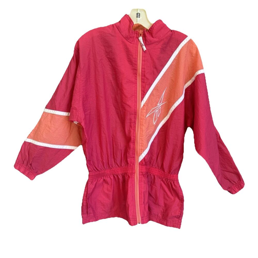 VTG 80s Reebok Jacket Womens Large Tennis Track Jogger Windbreaker Pink X-Large